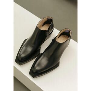 Eytys Black Leather Rubber Sole Western Cowboy Ankle Boots Size 36